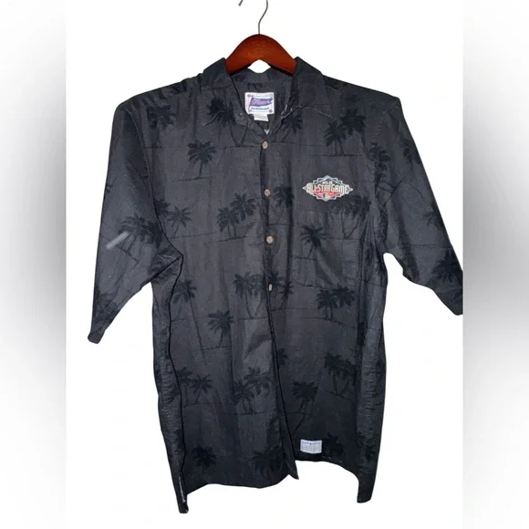 Reyn Spooner MLB All-Star Game Hawaiian Shirt Black Palm Tree Aloha Mens Large - Picture 1 of 5